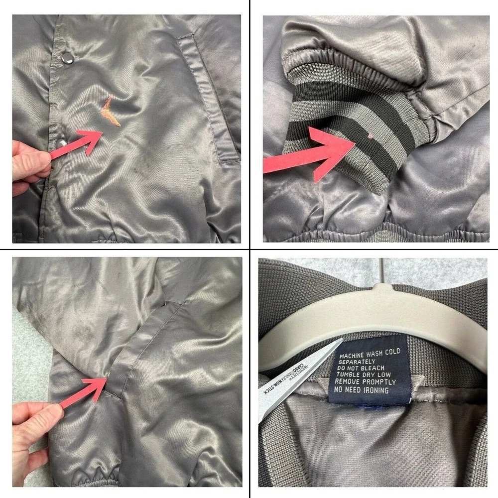 Pro Champ LOS ANGELES Satin Spirit Bomber Jacket Gray‎ XL Insulated Varsity